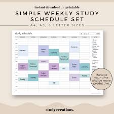 A well-organized study schedule to help students manage their time effectively.